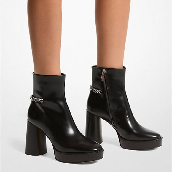 BRAND NEW CARLISLE LEATHER WOMEN’S PLATFORM BOOT BY MICHAEL KORS - Picture 6 of 8